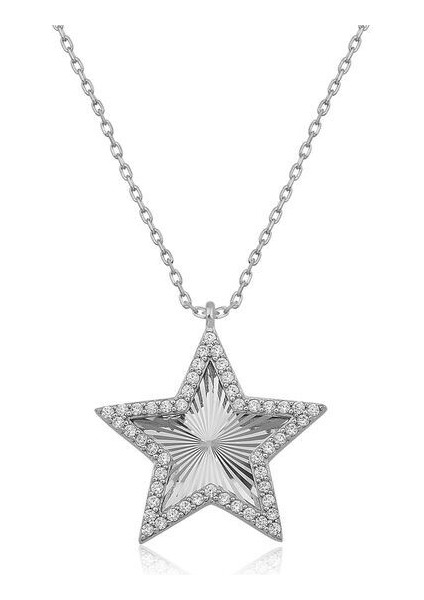 Fırfırlı Yıldız 925 Ayar Gümüş Kolye