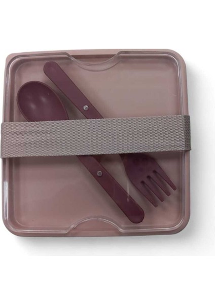 Kare Beslenme Kabı 2 Katlı Ayarlanabilir Çatal Kaşıklı Yemek Saklama Kabı Mürdüm fiyatları