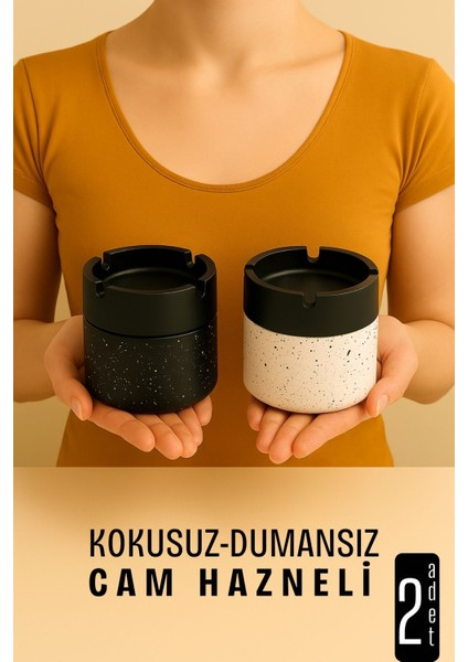 Cam Küllük - Granit Desenli 2 Li Küllük Seti Kafe Küllüğü Restoran Küllüğü Masaüstü Küllük 721992