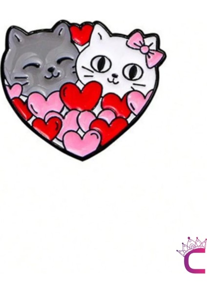 Full Of Love Sevimli Kalpli Kedi Pin Broş - Hediyelik Aşk Sevgili Arkadaş Çanta Şapka Süsü Rozeti fiyatları