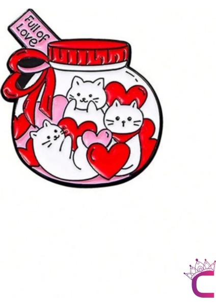 Full Of Love Sevimli Kalpli Kedi Pin Broş - Hediyelik Aşk Sevgili Arkadaş Çanta Şapka Süsü Rozeti fiyatları