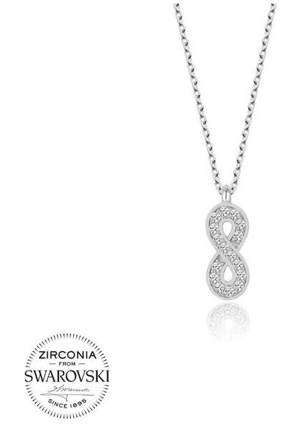 Taşlı Sonsuzluk 925 Ayar Gümüş Kolye