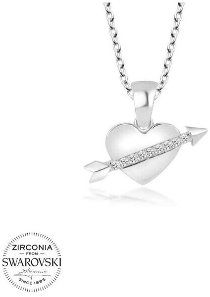 Taşlı Kalp 925 Ayar Gümüş Kolye