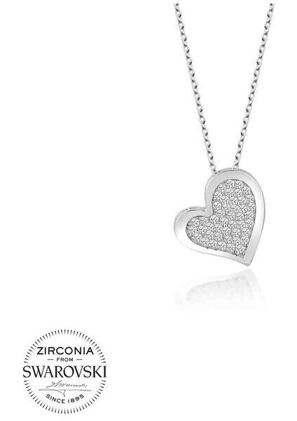 Taşlı Kalp 925 Ayar Gümüş Kolye