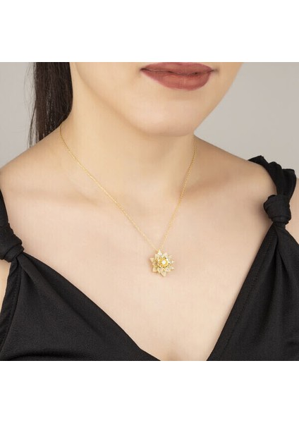 Gold Çiçegi 925 Ayar Gümüş Kadın Kolye