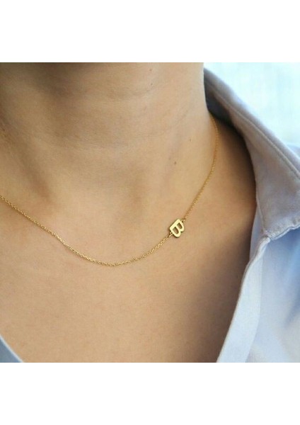 B Harfi 925 Ayar Gümüş Kadın Kolye