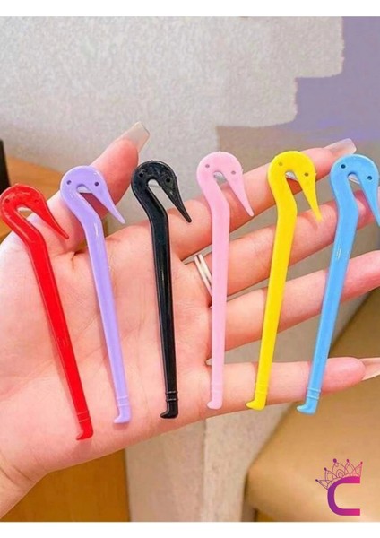4'lü Acıtmayan Lastik Toka Kesme Aparatı Kırmızı Siyah Sarı Mavi Renkli - Saç Örgü Lastiği Kesici indirimleri