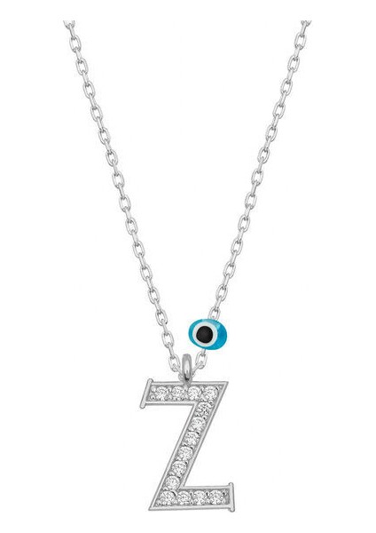 Z Harfi Nazarlı 925 Ayar Gümüş Kadın Kolye