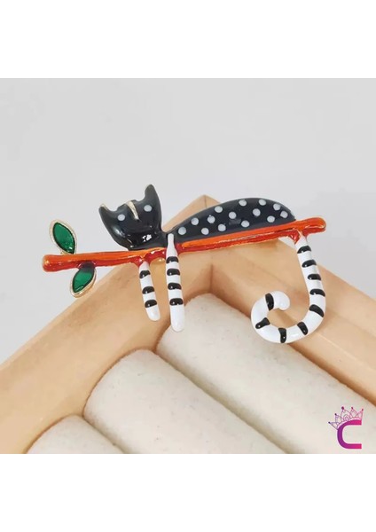 Sevimli Siyah Kedi Broş - Unisex Kedili Hediyelik Aksesuar Çanta Şapka Elbise Ceket Yaka Iğnesi modelleri