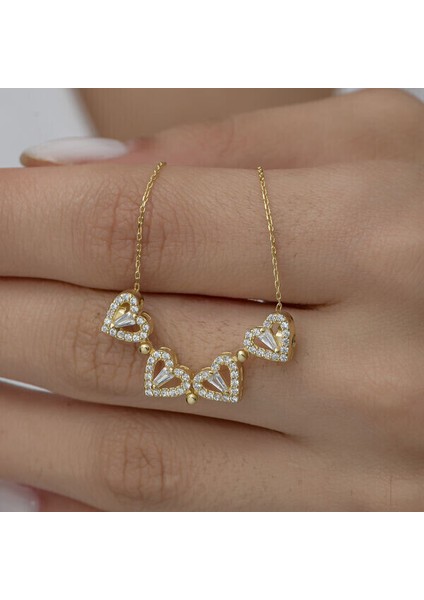 Gold Açılabilen Kalp 925 Ayar Gümüş Kadın Kolye