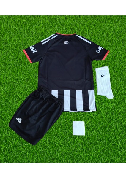 2026 Sezonu Beşikt'aş Isimsiz Siyah Beyaz Çizgili Çocuk Forması 4 Lü Set