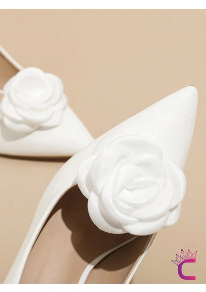 2'li Beyaz Gül Çiçekli Çıkarılabilir Klipsli Ayakkabı Süsü - Zarif Yaka Süsü Ayakkabı Charmı Tokası modelleri