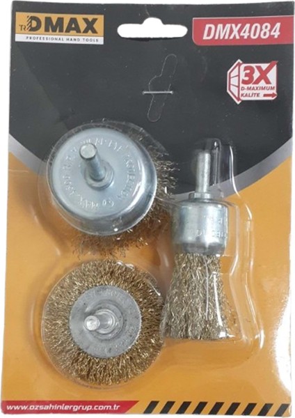 Saçaklı Tel Fırça Seti Matkap Ucu 3 Set