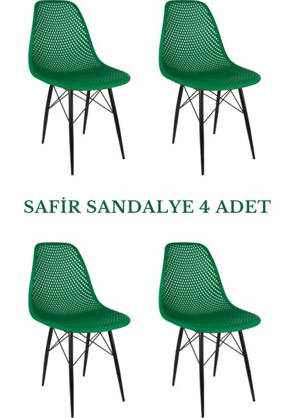 Safir Sandalye Yeşil 4’lü Set – Bahçe, Mutfak, Kafe, Balkon