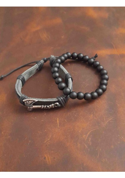 2'li Erkek Bileklik Balta Tasarım Gerçek Deri Bileklik ve Boncuk Bileklik fiyatları