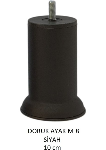 Doruk Ayak, Cıvatalı Baza Koltuk Dolap Ayağı, Metal, Siyah, M8, 10 cm