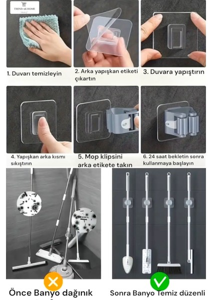 Yapışkanlı Pratik Mop Temizlik Fırçası Temizlik Sopası Tutucu Süpürge Sopa Askısı fırsatları