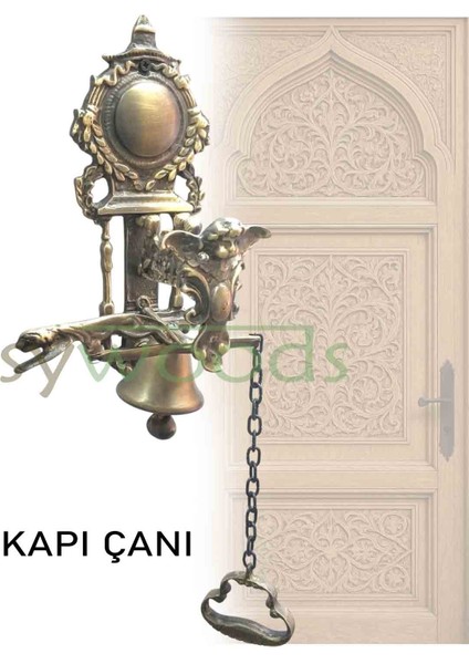 Melek kapı çanı pirinç malzeme dekoratif vintage dış kapı aksesuar sarı