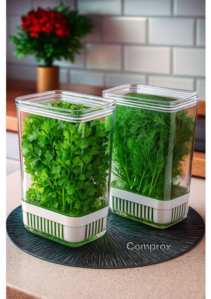 Yeşillik Saklama Kabı 2 Ad 2900ML Maydonoz,dereotu,tere Roka Yeşillik Sebze Kabı