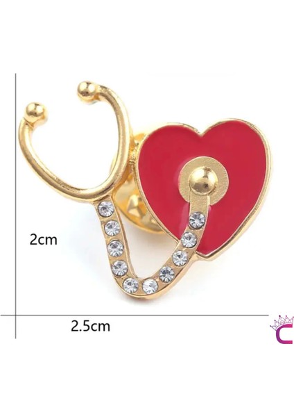 Minik Kristal Taşlı Kalpli Steteskop Doktor Broş - Hediyelik Hemşire Sağlıkçı Kadın Yaka Iğnesi modelleri