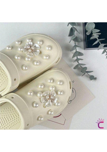 24'lü Incili Taşlı Çiçekli Terlik Süsü Seti Jibbitz - Cross Terlik Süsleri Crocks Charm Aksesuar modelleri