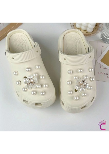 24'lü Incili Taşlı Çiçekli Terlik Süsü Seti Jibbitz - Cross Terlik Süsleri Crocks Charm Aksesuar indirimleri