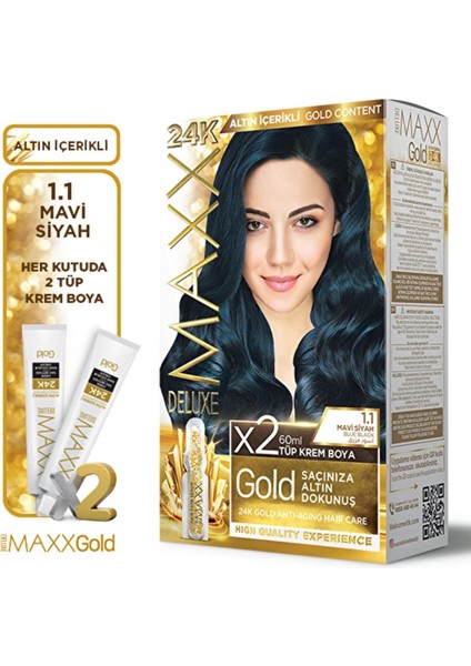 Golden 1.1 Mavi Siyah 24K Altın Içerikli Saç Boyası