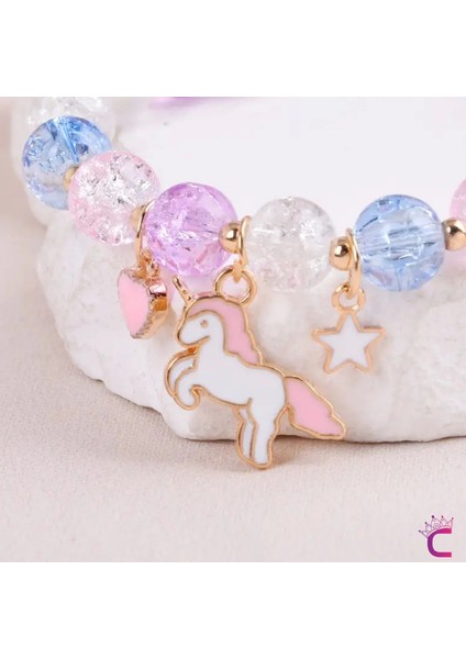 Kalpli Yıldızlı Unicorn Aytaşı Boncuklu Kız Çocuk Bileklik - Doğum Günü Hediyesi Hediyelik Aksesuar fiyatları