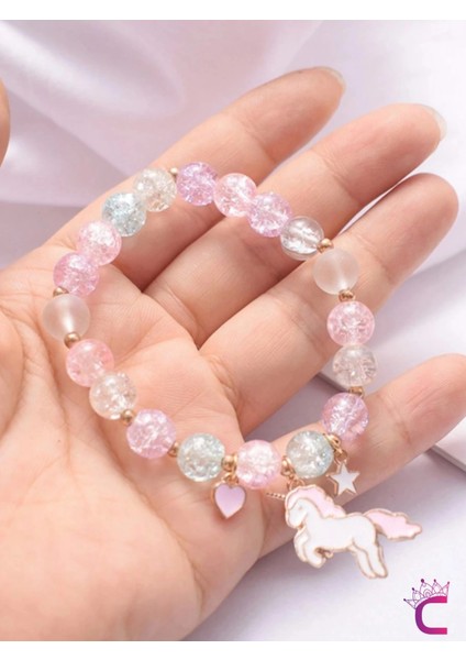 Kalpli Yıldızlı Unicorn Aytaşı Boncuklu Kız Çocuk Bileklik - Doğum Günü Hediyesi Hediyelik Aksesuar fırsatları