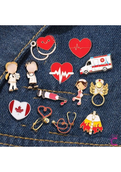 Hemşire Sağlıkçı Doktor Şırınga Pin Broş - Charm Çanta Süsü Ceket Yaka Iğnesi Rozeti Meslek Broşu fırsatları