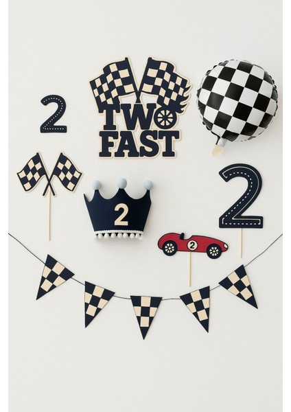 🏁 Two Fast – Yarış Temalı 2 Yaş Parti Seti