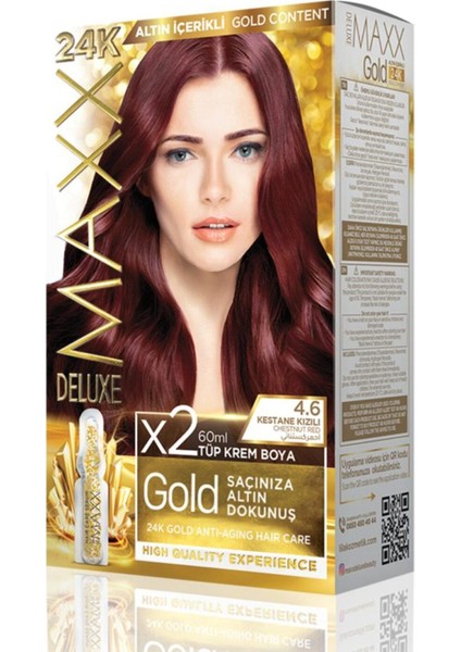 Golden 4.6 Kestane Kızılı 24K Altın Içerikli Saç Boyası