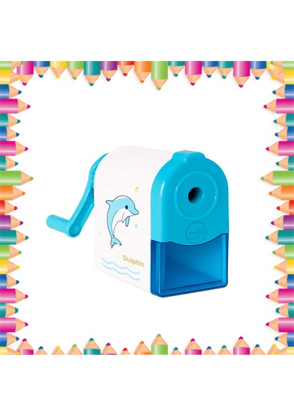 Kalemkâr Sevimli Figürlü Mekanik Masa Üstü Kalemtıraş - El ile Çevirmeli Kollu Çekmeceli Okul ve Ev Için