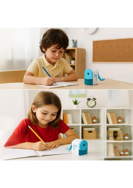 Kalemkâr Sevimli Figürlü Mekanik Masa Üstü Kalemtıraş - El ile Çevirmeli Kollu Çekmeceli Okul ve Ev Için fiyatları