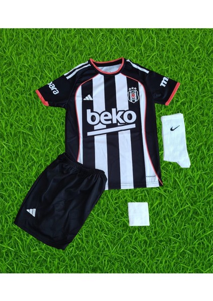 2026 Sezonu Beşikt'aş Isimsiz Siyah Beyaz Çizgili Çocuk Forması 4 Lü Set fiyatları