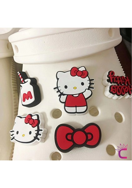 6'lı Hello Kitty Çocuk Terlik Süsü Seti Jibbitz - Cross Charm Terlik Süsleri Crocks Aksesuar modelleri