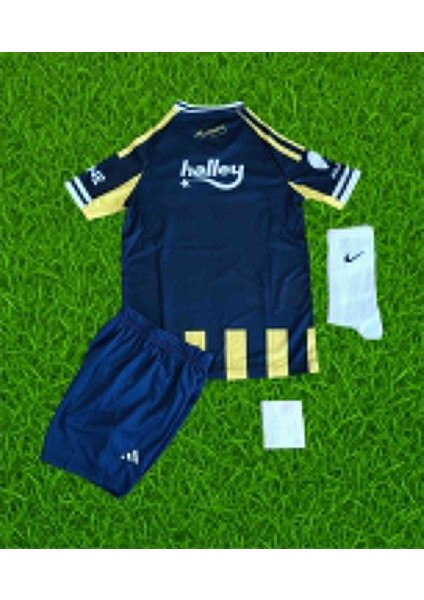 4 Lü Set Fe.ner.bah'çe 2026 Sezonu Sarı Lacivert Arkası Boş Çubuklu Çocuk Forması Full Set