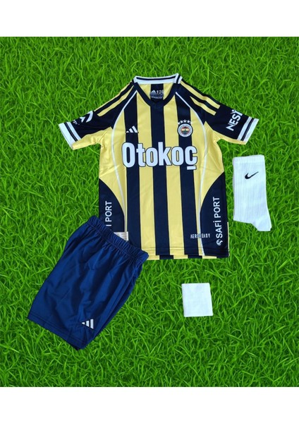 4 Lü Set Fe.ner.bah'çe 2026 Sezonu Sarı Lacivert Arkası Boş Çubuklu Çocuk Forması Full Set fiyatları