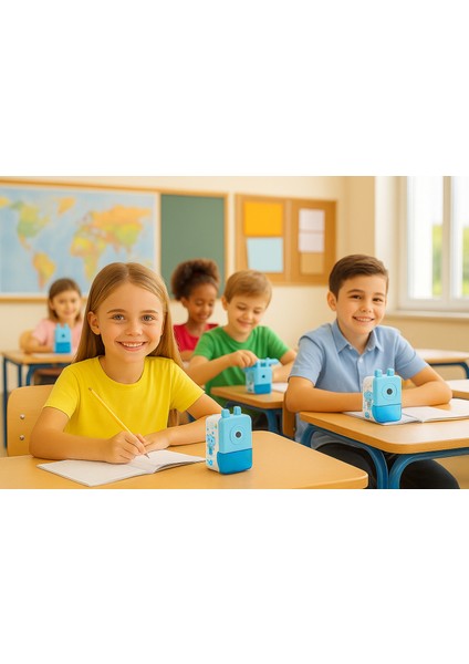 Kalemkâr Sevimli Figürlü Mekanik Masa Üstü Kalemtıraş - El ile Çevirmeli Kollu Çekmeceli Okul ve Ev Için fırsatları