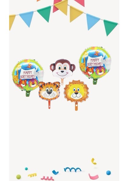 Safari Hayvanlar Doğum Günü Parti Seti Folyo Balon