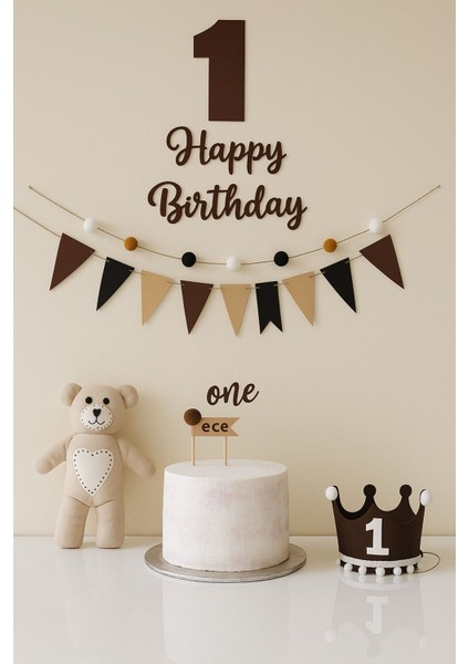 1 Bir Yaş Happy Birthaday Iyi Ki Doğdun Parti Şapkalı Set