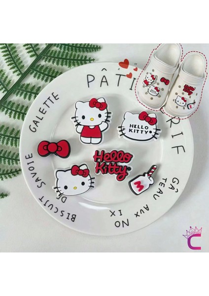 6'lı Hello Kitty Çocuk Terlik Süsü Seti Jibbitz - Cross Charm Terlik Süsleri Crocks Aksesuar indirimleri