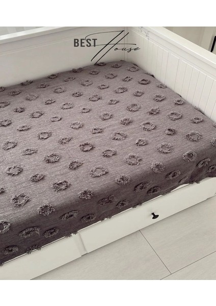 Lüx Saçaklı Ponpon Antrasit Divan Örtüsü 130x250 Oturma Kısmı modelleri