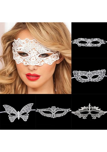 Beyaz Renk Dantel Kesim Dantel Işlemeli Balo Parti Maskesi 1 No (4915) modelleri