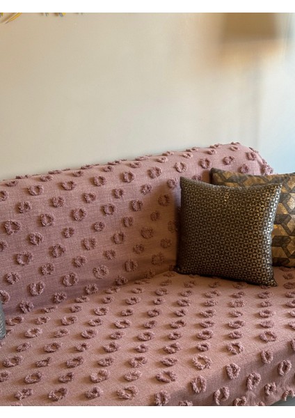 Lüx Saçaklı Ponpon Mürdüm Koltuk Örtüsü 180x300 Oturma, Sırt ve Kol Kısmı
