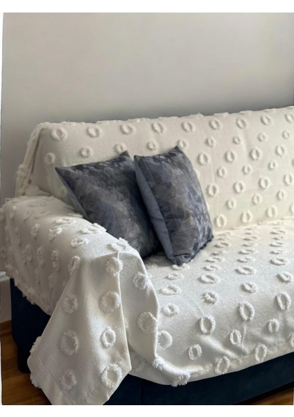 Lüx Saçaklı Ponpon Ekru Koltuk Örtüsü 180x300 Oturma, Sırt ve Kol Kısmı fırsatları