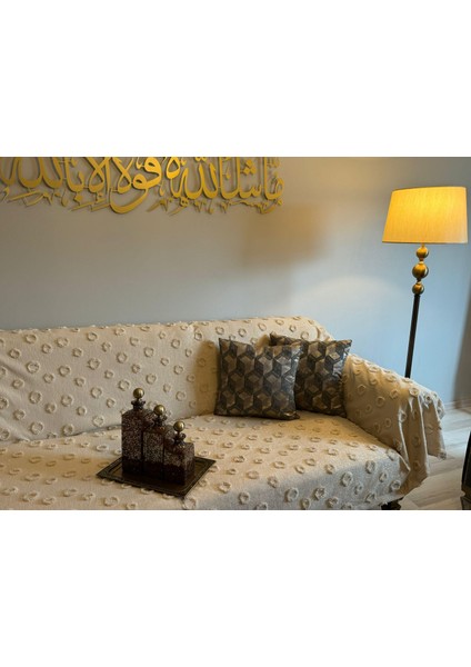 Lüx Saçaklı Ponpon Cappuccino Koltuk Örtüsü 180x300 Oturma, Sırt ve Kol Kısmı fiyatları