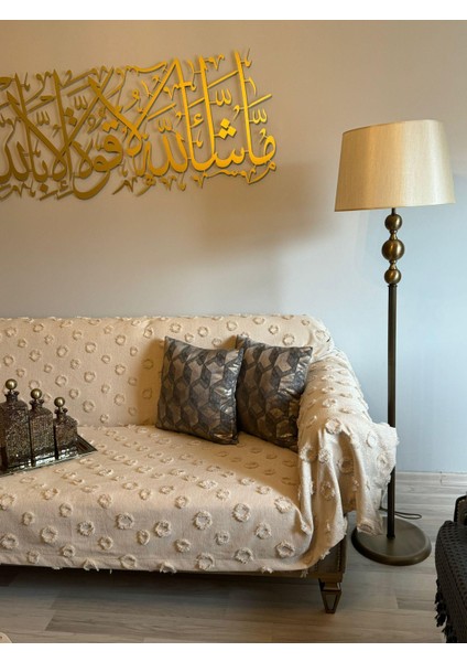 Lüx Saçaklı Ponpon Cappuccino Koltuk Örtüsü 180x300 Oturma, Sırt ve Kol Kısmı modelleri