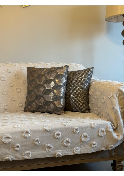 Lüx Saçaklı Ponpon Taş Rengi Koltuk Örtüsü 180x300 Oturma, Sırt ve Kol Kısmı fiyatları