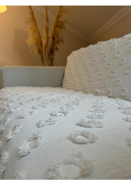 Lüx Saçaklı Ponpon Koltuk Örtüsü Ekru 180X240 Oturma ve Sırt Kısmı fiyatları